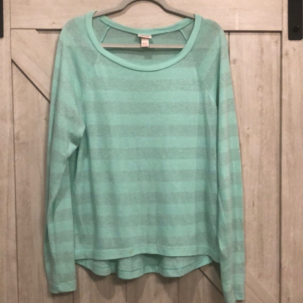 Mossimo Mint Green silver striped long sleeve